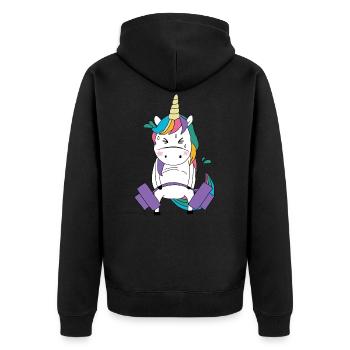 Cadeau de licorne Deadlift Unicorn Fitness - Veste à capuche bio Premium Unisexe - noir - Dos - Nico (187cm)