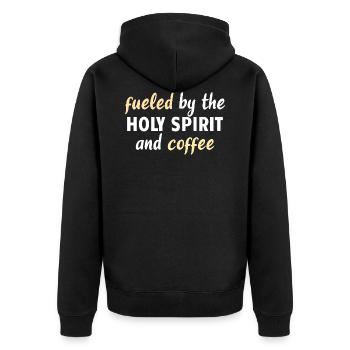 CAFÉ / JÉSUS: Saint-Esprit et café - Veste à capuche bio Premium Unisexe - noir - Dos - Nico (187cm)