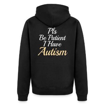 Autism awareness: Pls be Patient I have Autism - Unisex Premium Bio Zip Hoodie - Schwarz - Hinten - Nico (187cm)