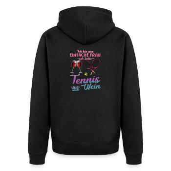 Ich liebe Tennis und Wein Frau Sport Alkohol Ball - Unisex Premium Bio Zip Hoodie - Schwarz - Hinten - Nico (187cm)