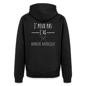 T-Shirt Ich kann nicht Ich habe Nordic Walking Geschenk - Unisex Premium Bio Zip Hoodie - Schwarz - Hinten - Nico (187cm)