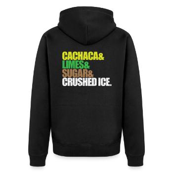 COCKTAIL REZEPT CAIPIRINHA - Unisex Premium Bio Zip Hoodie - Schwarz - Hinten - Nico (187cm)