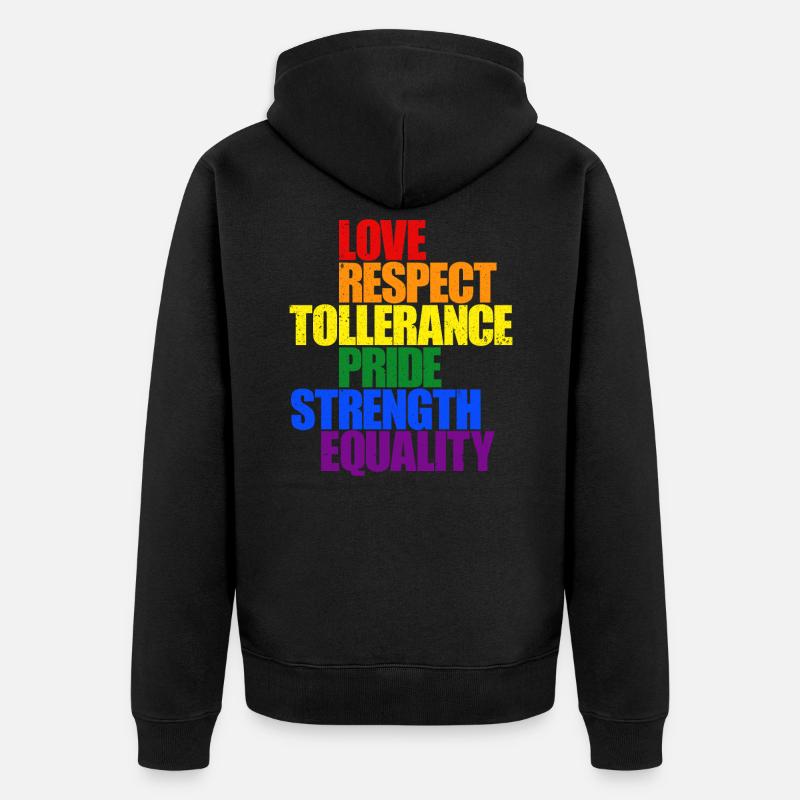 LGBT LOVE RESPECT PRIDE - Veste à capuche bio Premium Unisexe - noir