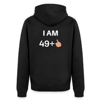 Ich bin 49 T-Shirt + 1 Geburtstag Humor Geschenk - Unisex Premium Bio Zip Hoodie - Schwarz - Hinten - Nico (187cm)