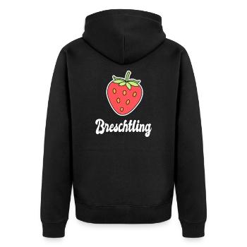 Breschtling Bräschtling Erdbeere Schwaben Schwabe - Unisex Premium Bio Zip Hoodie - Schwarz - Hinten - Nico (187cm)
