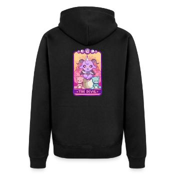 The Devil Anime Kawaii Tarot Wahrsager Baphomet - Unisex Premium Bio Zip Hoodie - Schwarz - Hinten - Nico (187cm)