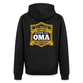 Die besten Mütter werden zur Oma befördert - Unisex Premium Bio Zip Hoodie - Schwarz - Hinten - Nico (187cm)