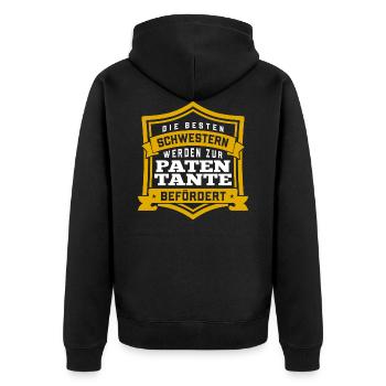 Die besten Schwestern werden zur Patentante... - Unisex Premium Bio Zip Hoodie - Schwarz - Hinten - Nico (187cm)