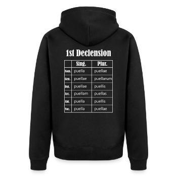 Latein Deklination Tabelle Student Lateintabelle - Unisex Premium Bio Zip Hoodie - Schwarz - Hinten - Nico (187cm)