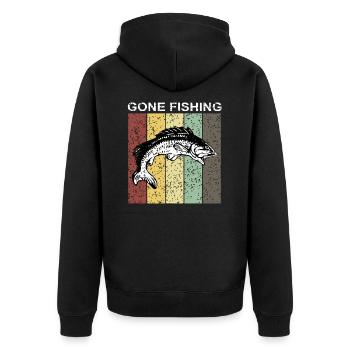 Gone Fishing Fisch Fischer Angeln Angler Shirt - Unisex Premium Bio Zip Hoodie - Schwarz - Hinten - Nico (187cm)