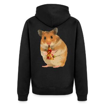 Hamster feeds pizza - Unisex Premium Organic Zip Hoodie - black - Back - Nico (187cm)
