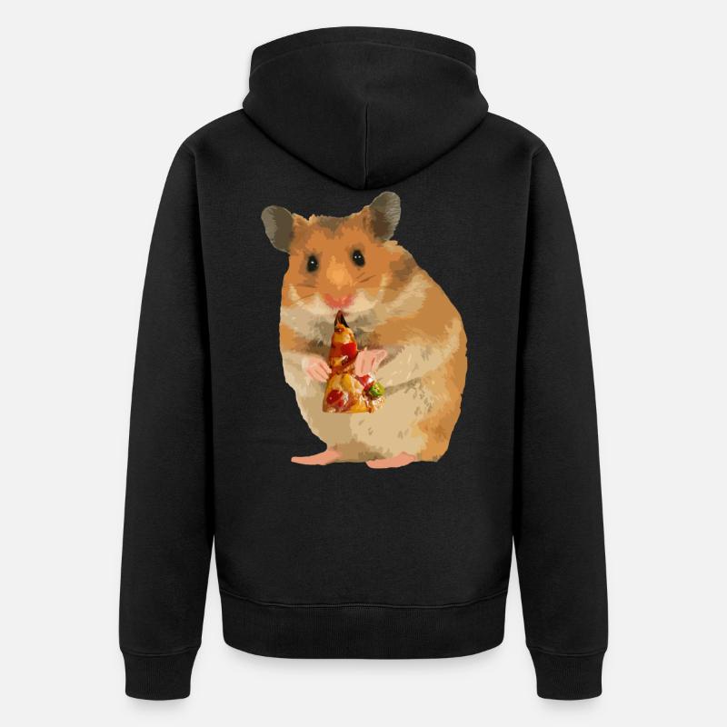 Le hamster nourrit la pizza - Veste à capuche bio Premium Unisexe - noir