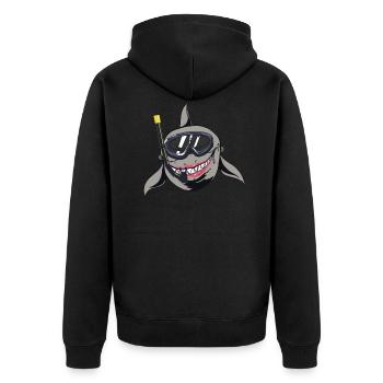 Haifisch Hai - Unisex Premium Bio Zip Hoodie - Schwarz - Hinten - Nico (187cm)