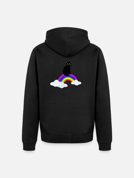 Cat on rainbow - Unisex Premium Organic Zip Hoodie - black