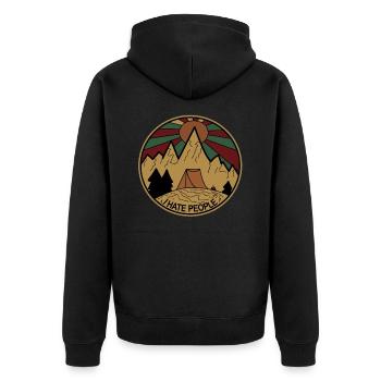 Je déteste les gens - nature, camping, plein air, randonnée - Veste à capuche bio Premium Unisexe - noir - Dos - Nico (187cm)