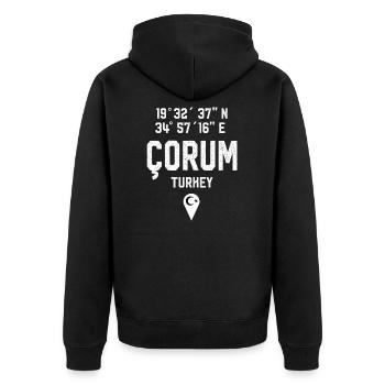 19 Corum Turkish license plate as a gift - Unisex Premium Organic Zip Hoodie - black - Back - Nico (187cm)