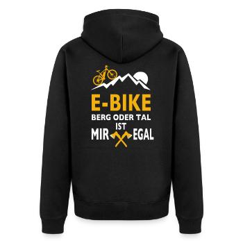 E-Bike Fahrrad E Bike Elektrofahrrad Mann Spruch - Unisex Premium Bio Zip Hoodie - Schwarz - Hinten - Nico (187cm)