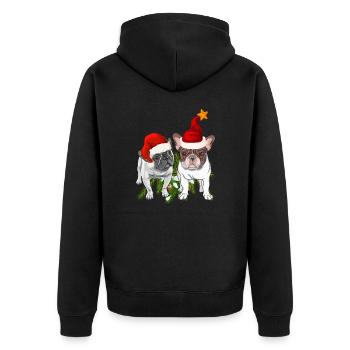 Französische Bulldogge Weihnachten - Unisex Premium Bio Zip Hoodie - Schwarz - Hinten - Nico (187cm)