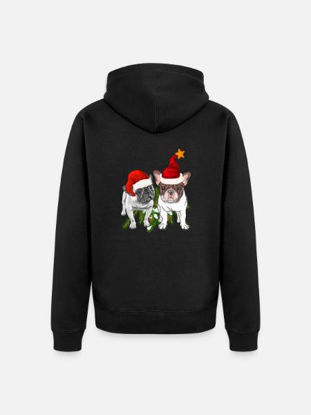 French Bulldog Christmas - Unisex Premium Organic Zip Hoodie - black