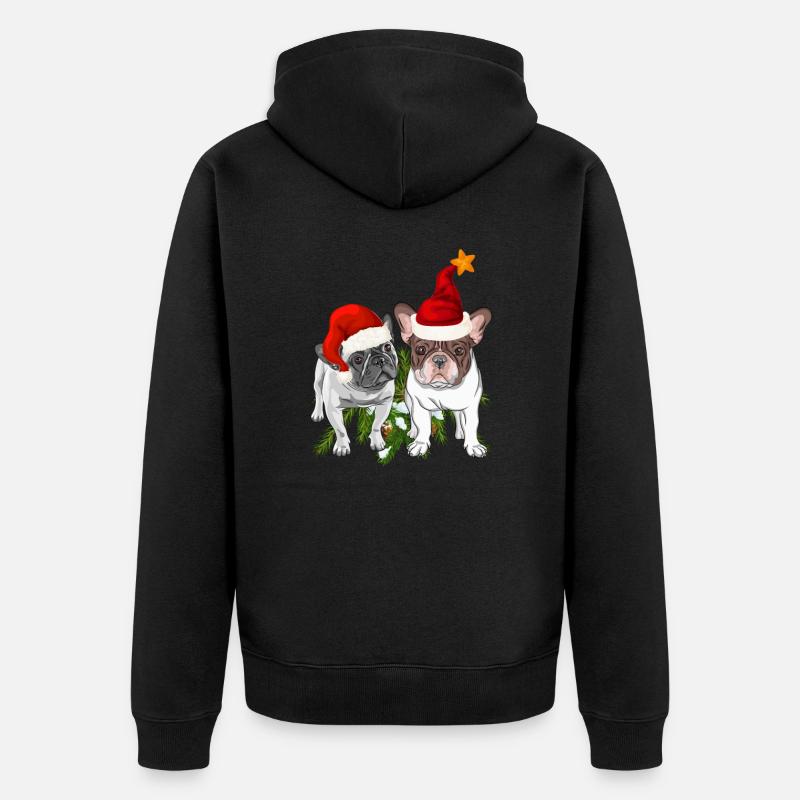 Bouledogue française Noël - Veste à capuche bio Premium Unisexe - noir