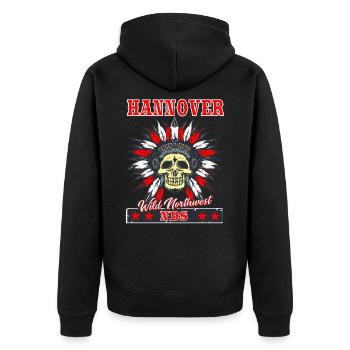 Hannover Basse-Saxe T Shirtim Wildwest Design - Veste à capuche bio Premium Unisexe - noir - Dos - Nico (187cm)