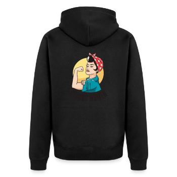 strong women Starke Frau Frauen - Unisex Premium Bio Zip Hoodie - Schwarz - Hinten - Nico (187cm)