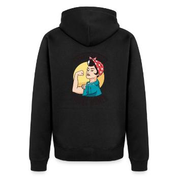 ATTENTION STRONG WOMEN Power women Women power - Unisex Premium Organic Zip Hoodie - black - Back - Nico (187cm)
