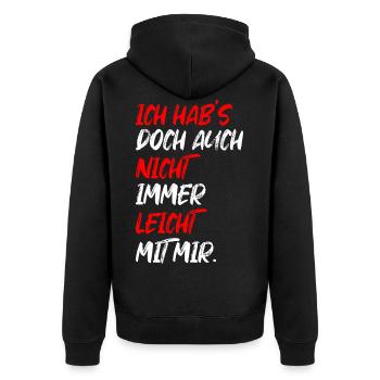 Nicht Immer Leicht Mit Mir Lustiges Geschenk - Unisex Premium Bio Zip Hoodie - Schwarz - Hinten - Nico (187cm)