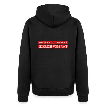 Arbeitsamt arbeitslos Hartz 4 - Unisex Premium Bio Zip Hoodie - Schwarz - Hinten - Nico (187cm)