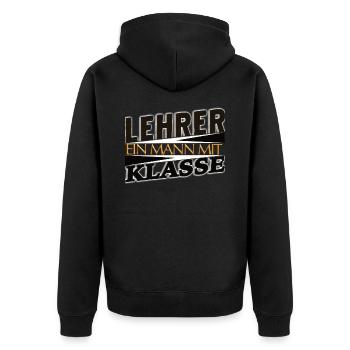 Lehrer lustiger Spruch Geschenk für die Klasse - Unisex Premium Bio Zip Hoodie - Schwarz - Hinten - Nico (187cm)