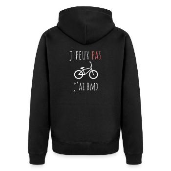 j'peux pas j'ai bmx cadeau anniversaire humour - Veste à capuche bio Premium Unisexe - noir - Dos - Nico (187cm)
