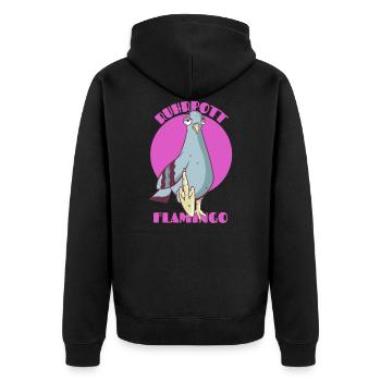 Ruhrpottflamingo Ruhrpott Flamingo Gelsenkirchen - Unisex Premium Bio Zip Hoodie - Schwarz - Hinten - Nico (187cm)