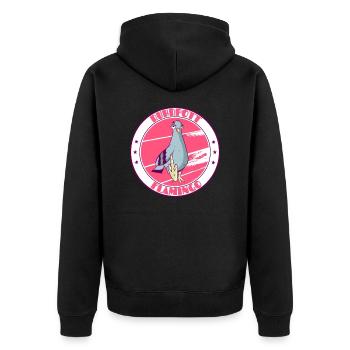 Ruhrpott flamingo middle finger - Unisex Premium Organic Zip Hoodie - black - Back - Nico (187cm)