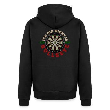 Ich bin nicht 50 ich bin Bullseye Geburtstag Dart - Unisex Premium Bio Zip Hoodie - Schwarz - Hinten - Nico (187cm)