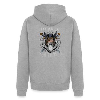 Dans Odin, nous faisons confiance au guerrier de l'épée de la fierté viking - Veste à capuche bio Premium Unisexe - gris chiné - Dos - Nico (187cm)