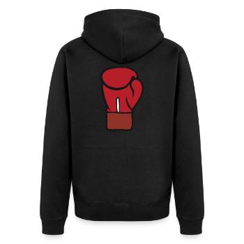 Boxhandschuh Boxer Kampfsport Boxhandschuhe Boxen - Unisex Premium Bio Zip Hoodie - Schwarz - Hinten - Nico (187cm)