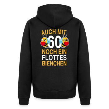 60.Geburtstag 60 Jahre Flottes Bienchen Geschenk - Unisex Premium Bio Zip Hoodie - Schwarz - Hinten - Nico (187cm)