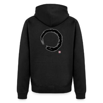 Calligraphy Enso Circle Zen Buddhism - Unisex Premium Organic Zip Hoodie - black - Back - Nico (187cm)