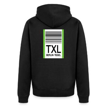 TXL Berlin-Tegel Airport Never forget baggage carousel - Unisex Premium Organic Zip Hoodie - black - Back - Nico (187cm)