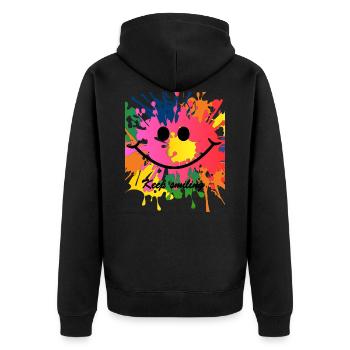 keep smiling splash colorful joy - Unisex Premium Organic Zip Hoodie - black - Back - Nico (187cm)