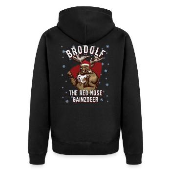 Brodolf Gainzdeer Christmas Bodybuilding Fitness - Unisex Premium Organic Zip Hoodie - black - Back - Nico (187cm)