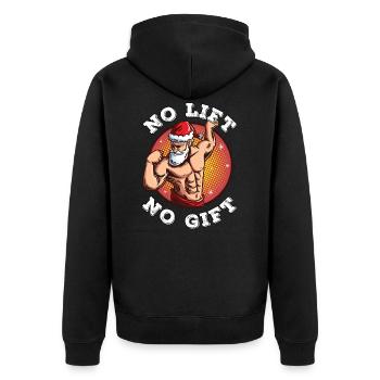 No Lift No Gift Santa Claus Bodybuilding Sport - Unisex Premium Organic Zip Hoodie - black - Back - Nico (187cm)