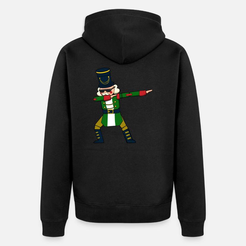 Dabbing Nussknacker Figur Weihnachtspullover - Unisex Premium Bio Zip Hoodie - Schwarz
