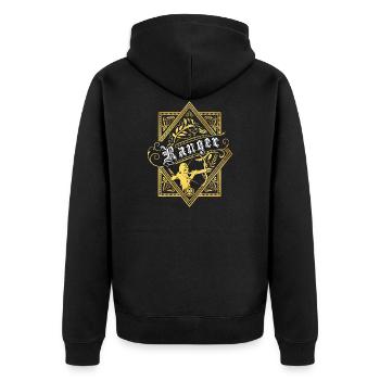 RPG Ranger Charakterklassen RPG - Unisex Premium Bio Zip Hoodie - Schwarz - Hinten - Nico (187cm)