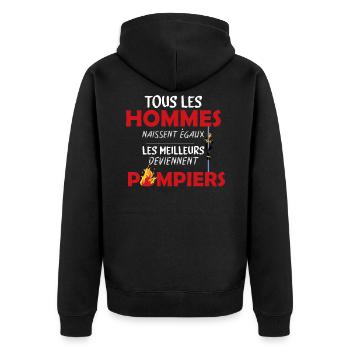 Pompier - Homme - Sapeur-Pompier - Cadeau - Rouge - Veste à capuche bio Premium Unisexe - noir - Dos - Nico (187cm)