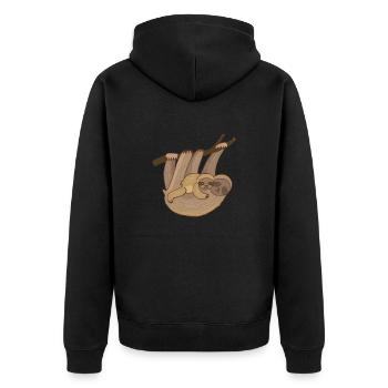 Faultier | Bestseller | - Unisex Premium Bio Zip Hoodie - Schwarz - Hinten - Nico (187cm)