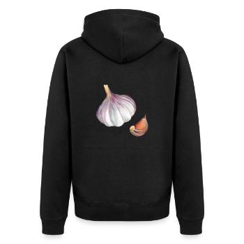 Knoblauch | Bestseller | - Unisex Premium Bio Zip Hoodie - Schwarz - Hinten - Nico (187cm)