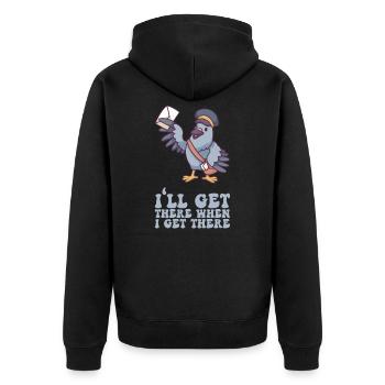 I'll Get There When I Get There - Briefträger - Unisex Premium Bio Zip Hoodie - Schwarz - Hinten - Nico (187cm)