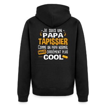 Tapissier. Cadeau papa métier chaise canapé cuir - Veste à capuche bio Premium Unisexe - noir - Dos - Nico (187cm)