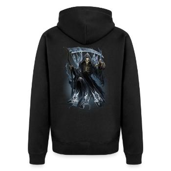 Spirit Reaper - Unisex Premium Bio Zip Hoodie - Schwarz - Hinten - Nico (187cm)